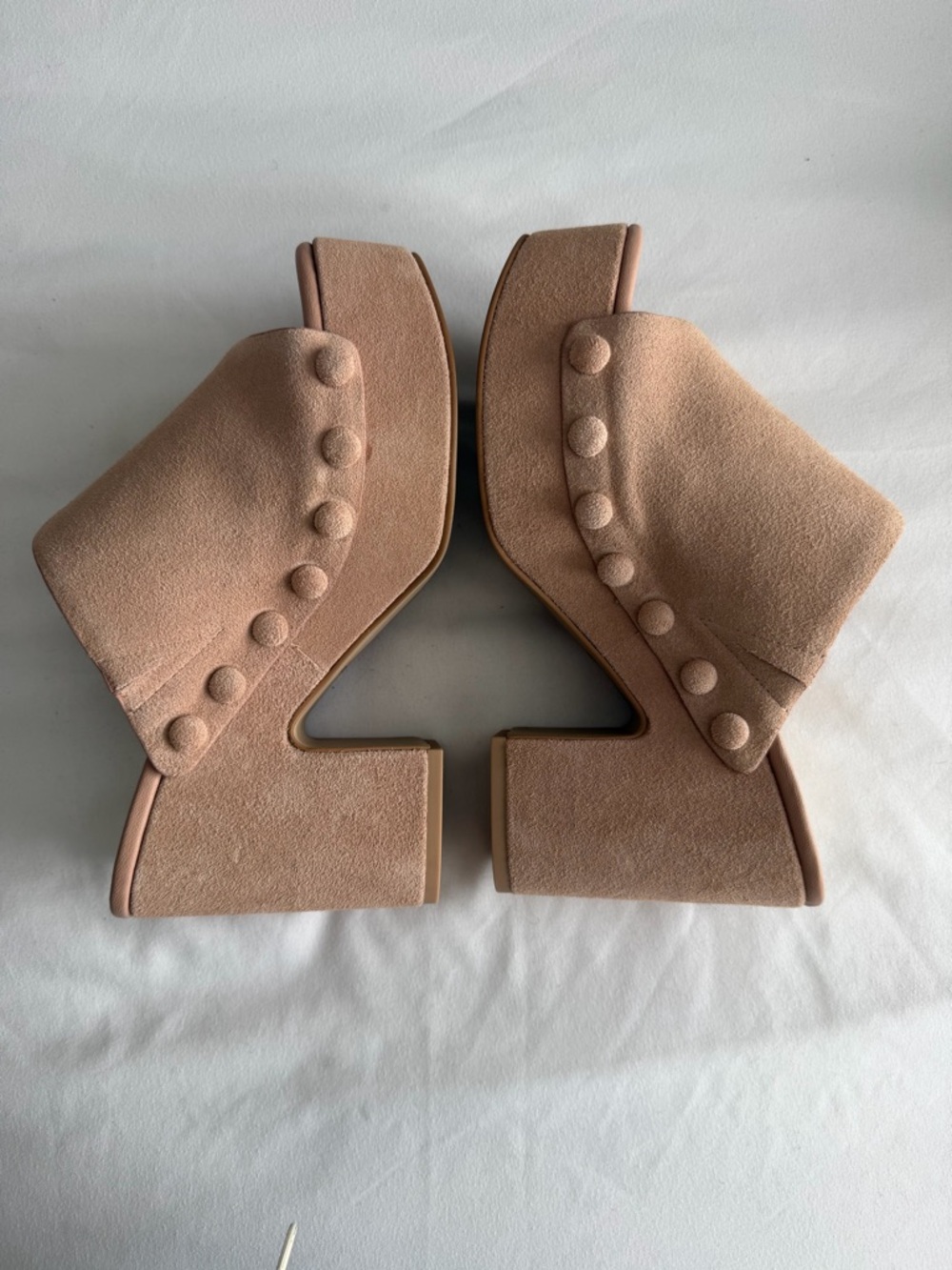 Dolce Vita "Emol" Blush Pink Tan Suede Platform Clog Mules Open Toe Sandal 70s - Picture 10 of 16